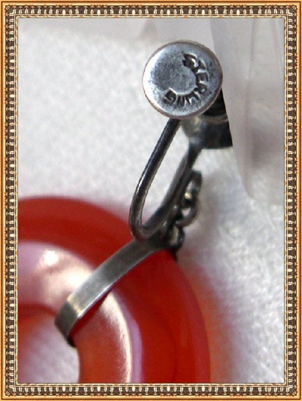 Vintage Sterling Earrings Carnelian Necklace Bangle