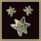 Vintage Hecho en Mexico Mark Abalone Sterling Pin Earring Star Fish