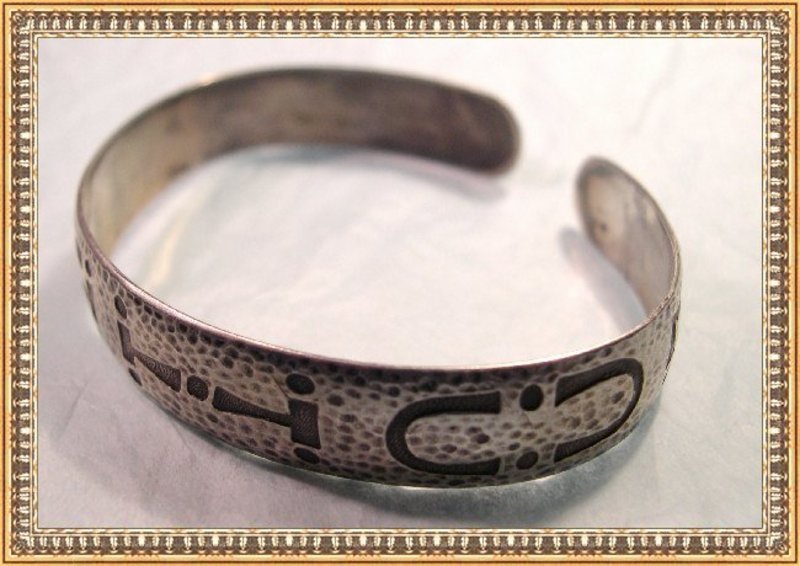 Vintage Sterling Arts Crafts Bangle Bracelet Camp Fire Girls