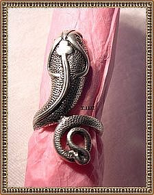 Vintage Sterling Silver Snake Ring Cobra Figural Mark