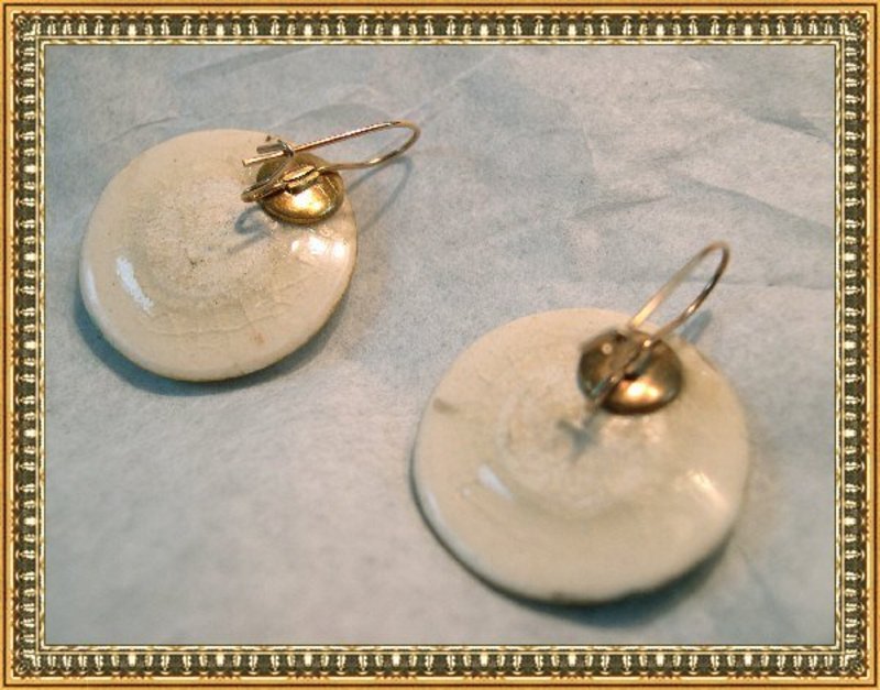 Vintage Satsuma Earrings Iris Blue Gold