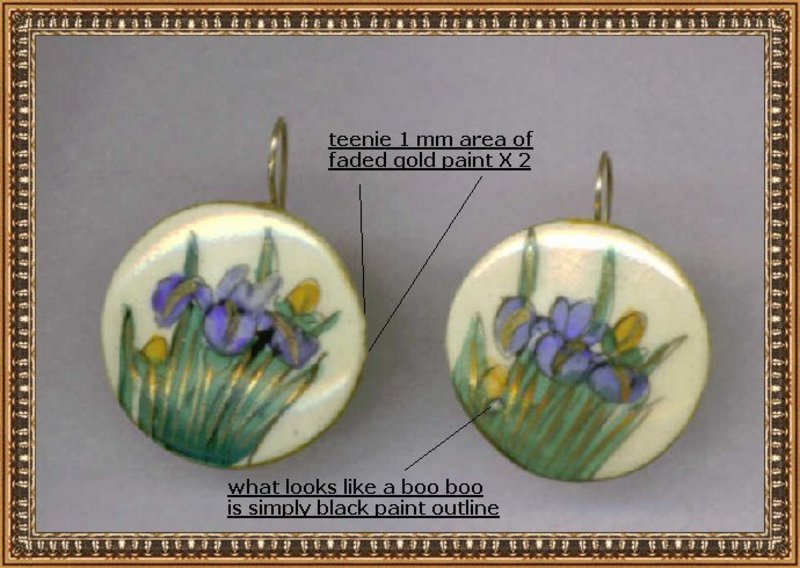 Vintage Satsuma Earrings Iris Blue Gold