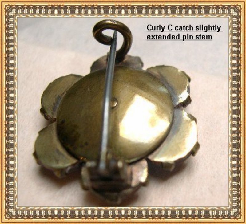 Vintage Antique Victorian Saphiret Pin Brooch Art Glass