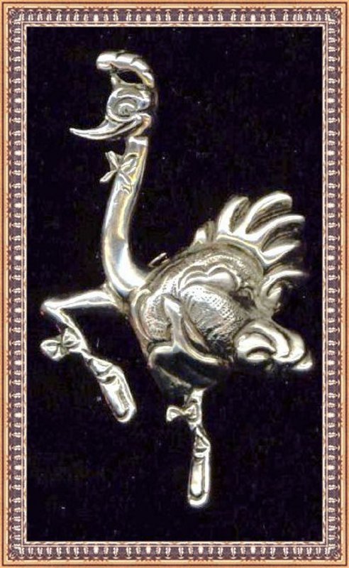 Vintage Sterling Silver Mexican Pin Big Bold Ostrich