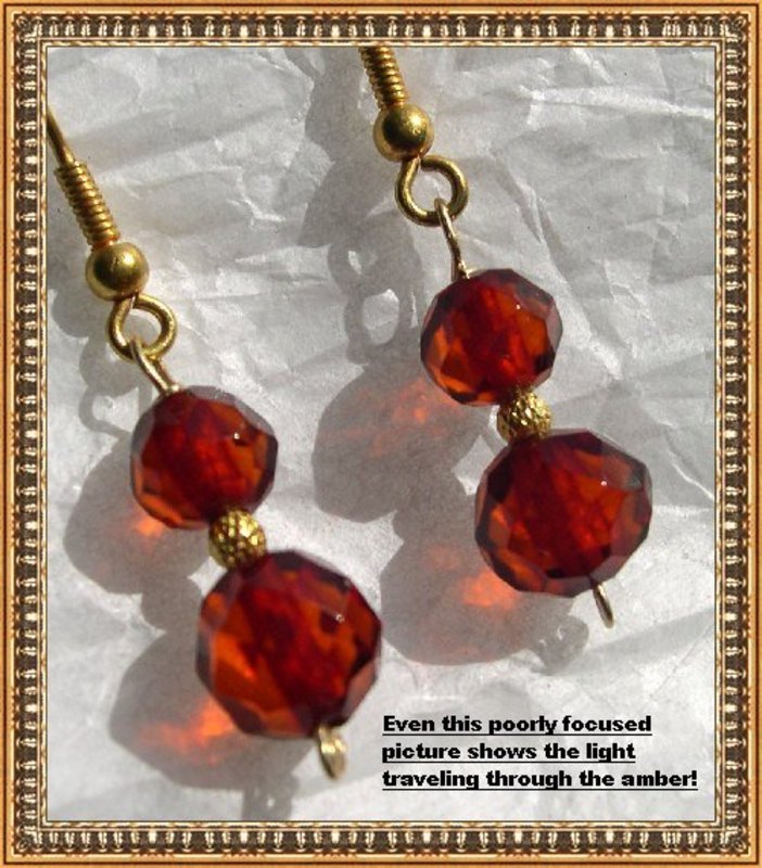 18K Gold Red Cherry Double Bead Earrings