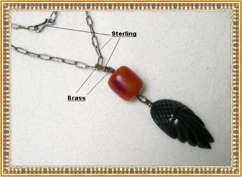 Vintage Bakelite Necklace Hand Made Sterling Chain