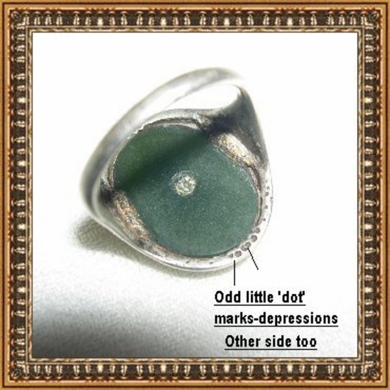 Vintage Unmarked Sterling Silver Arts Crafts Green Jade Ring