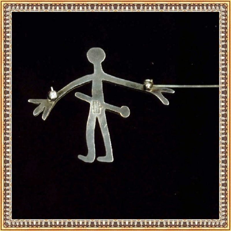 Vintage Modernist A. Dragsted Sterling Silver Pin Man