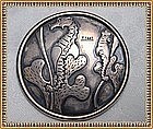 Mystery Mark Reward Vintage Arts Crafts Silver Pin Seahorse CW WC