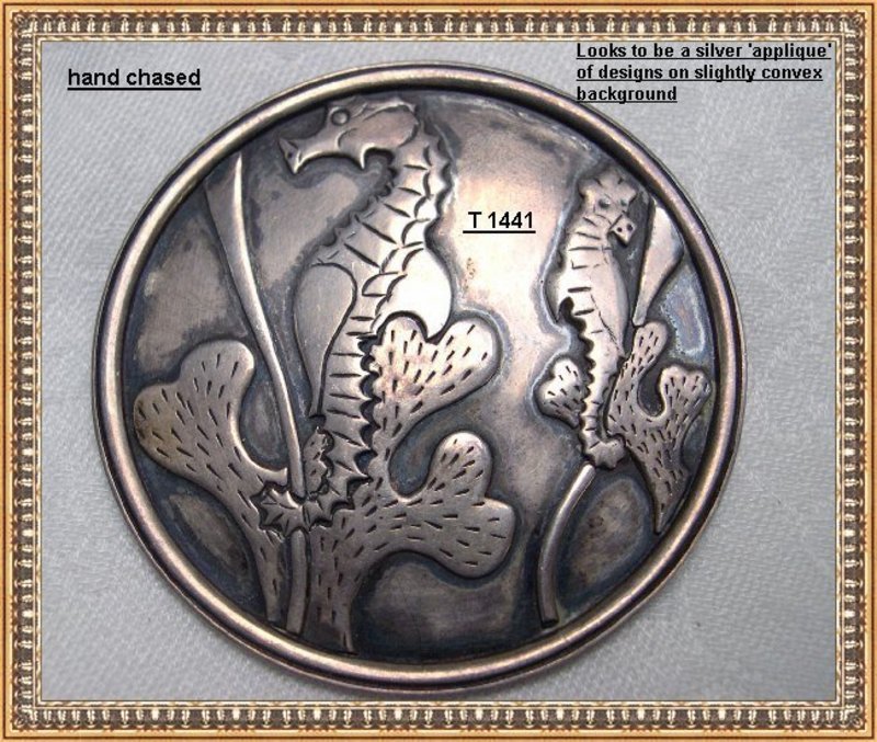 Mystery Mark Reward Vintage Arts Crafts Silver Pin Seahorse CW WC