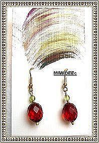 18K Gold Red Cherry Earrings Faceted Peridot