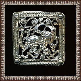 Vintage Boston Peruzzi Sterling Silver Dragon Pin Gino