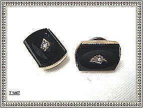 Vintage Antique Victorian Black Pearl Cuff Links Cufflinks GF