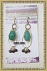 Signed Hammered 14K GF Dangle Earrings Turquoise Red Garnets