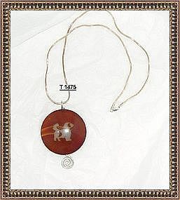 Sterling Silver Pendant Necklace Carnelian Dog Imprint