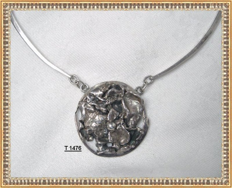 Vintage Mystery Reward Solved Signed Modernist Sterling Necklace