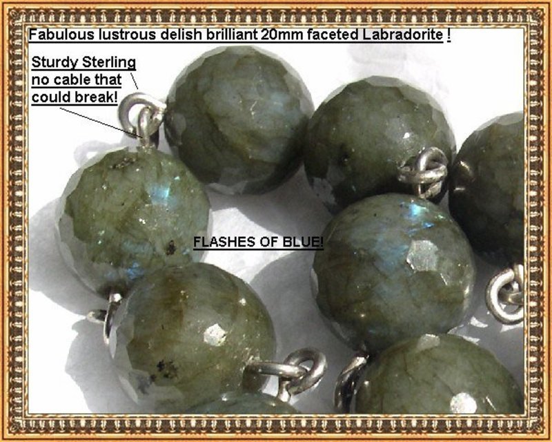 Signed Faceted Labradorite Sterling Silver Necklace 700