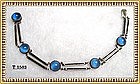 Vintage Art Deco Sterling Bracelet Blue Glass Enamel