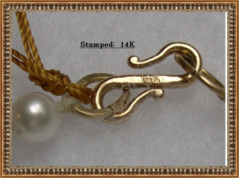 Signed 14K Gold Akoya Pearl Sapphire Necklace Strand