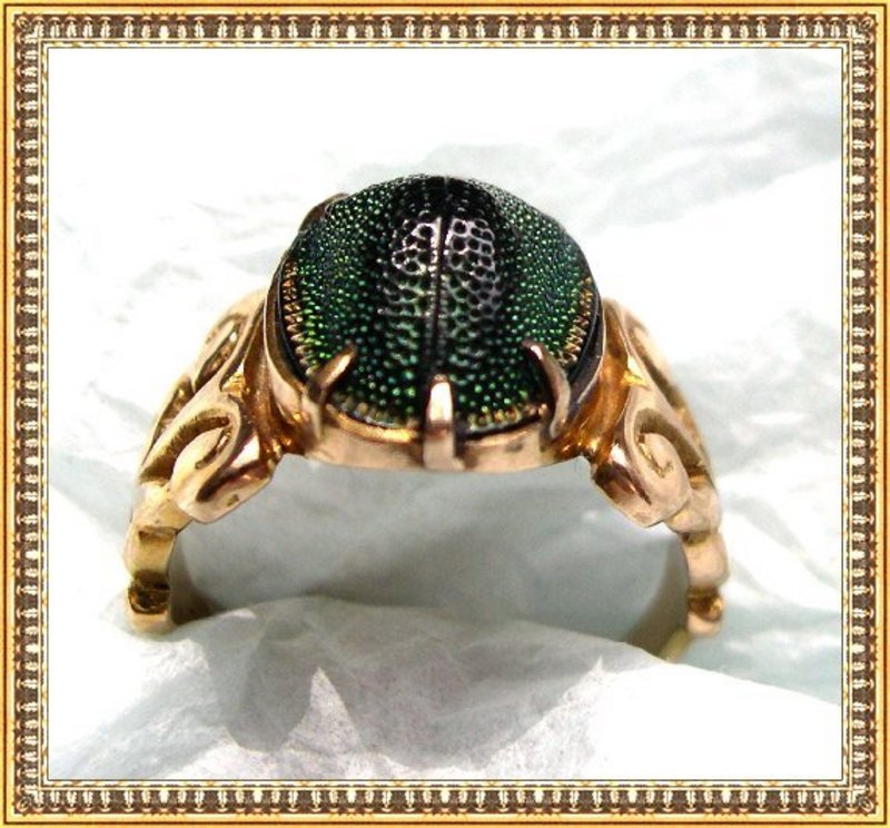 Vintage 14K Gold Ring Egyptian Scarab Beetle Arts &
