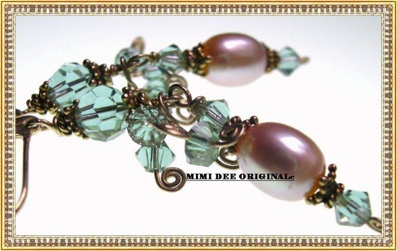 14K Gold Pink Pearl Earrings Color Change Swarovski