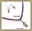 Ruby Gems Lavender Pink Pearl Strand Earring 3 pc Set