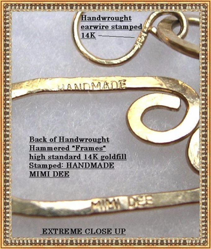 Signed Hammered 14K Gold Amethyst Spessartite Earrings