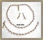 22K Gold on Sterling Pearl Amethyst Necklace Earring Set