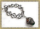 Vintage Unsigned Peruzzi Bracelet 800 Silver w Charm