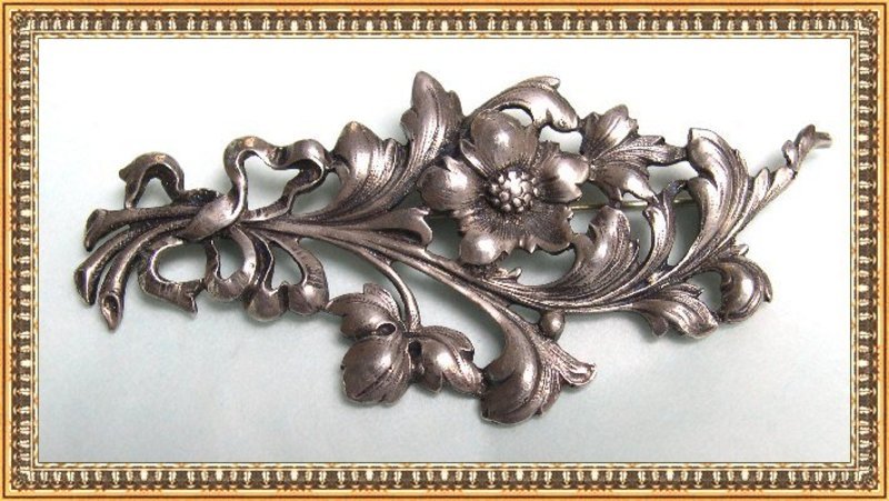 Vintage Signed Guglielmo Cini Sterling Silver Pin Flora