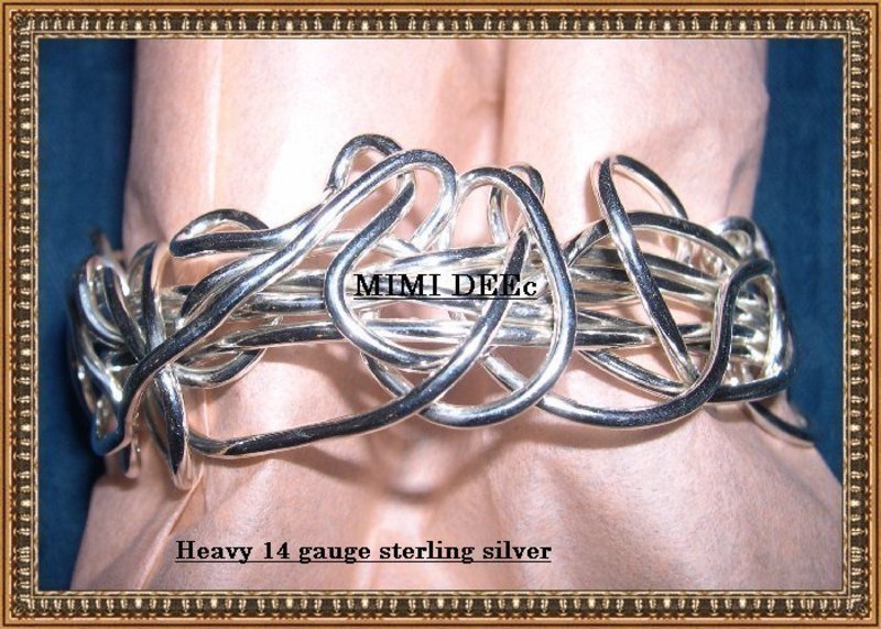 Signed Studio Sterling Silver Bracelet Cuff Sculpture