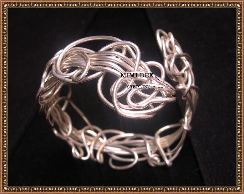 Signed Studio Sterling Silver Bracelet Cuff Sculpture