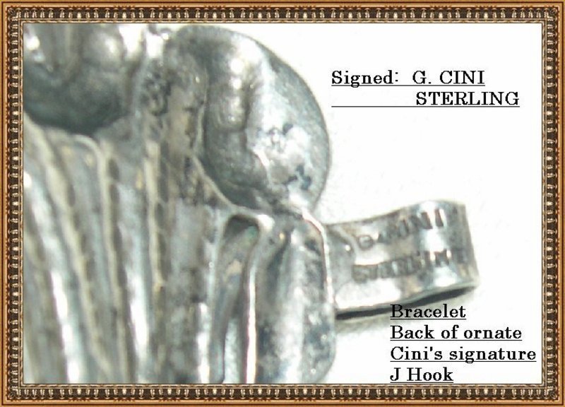 Vintage Early Sterling Silver G. Cini Bracelet &amp; Brooch