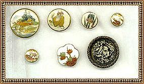 Vintage Antique Satsuma Button Lot & Ivoroid Sarah