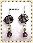 Signed Mimi Dee Sterling Earrings Victorian Silver Luster Button