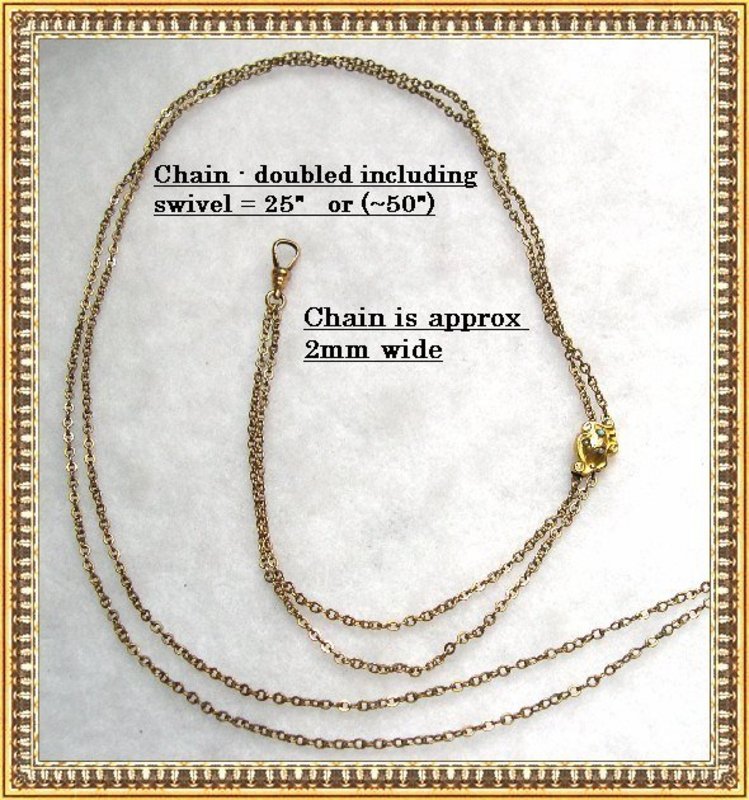 Vintage Victorian Gold Slide Long Chain Crystal Fob