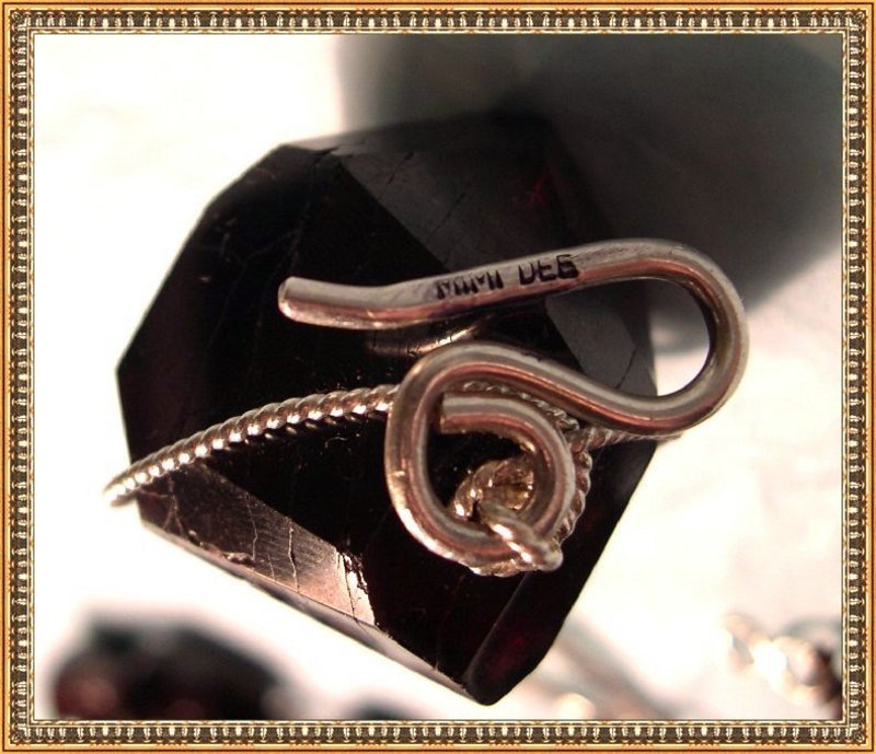 Signed Sterling Garnet Parure 6 pc Necklace Bracelet +