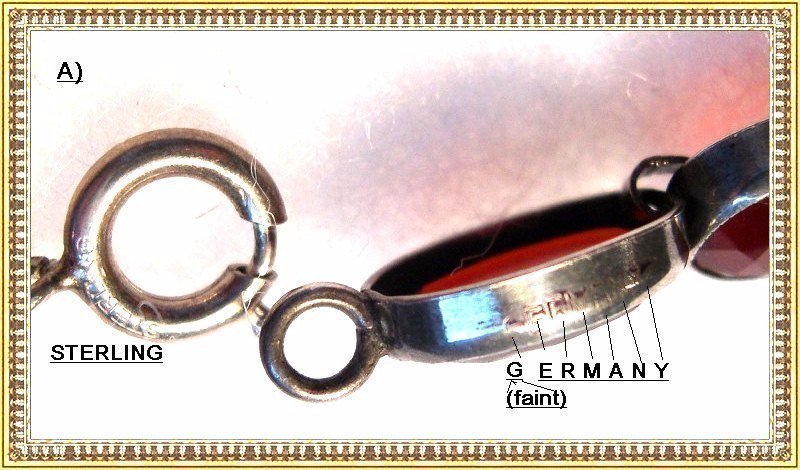 Vintage Silver Art Deco Bracelet Carnelian Germany Duo