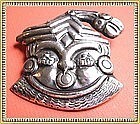 Vintage Mexico Sterling Silver Face Pin Man Mask Idol Bird