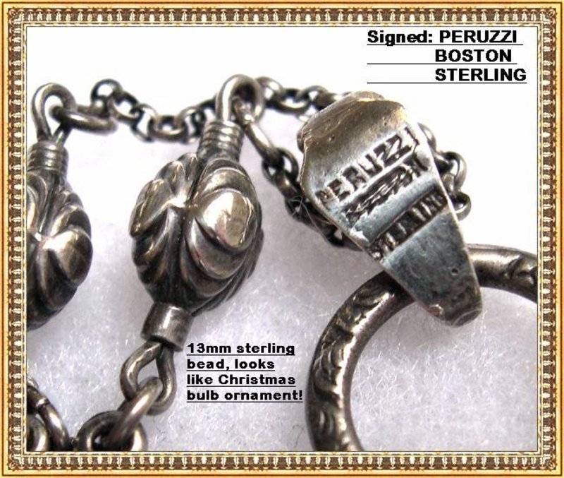 Vintage Signed Peruzzi Boston Sterling Cross Necklace