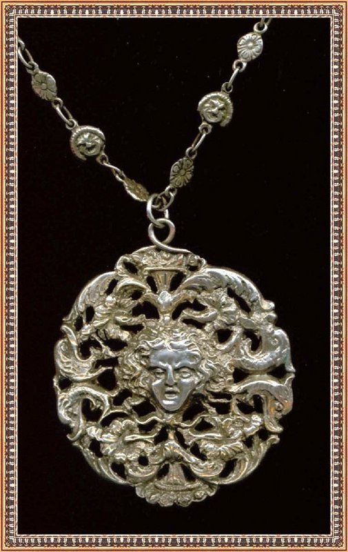 Vintage Signed Peruzzi Boston Sterling Cross Necklace