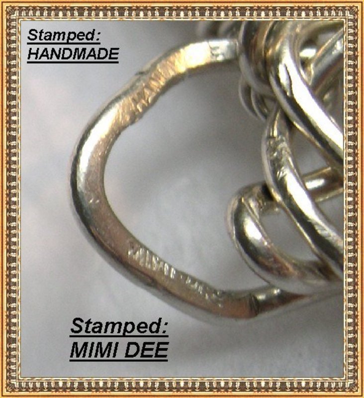 Signed Studio Sterling Silver Bloodstone Coral Bracelet