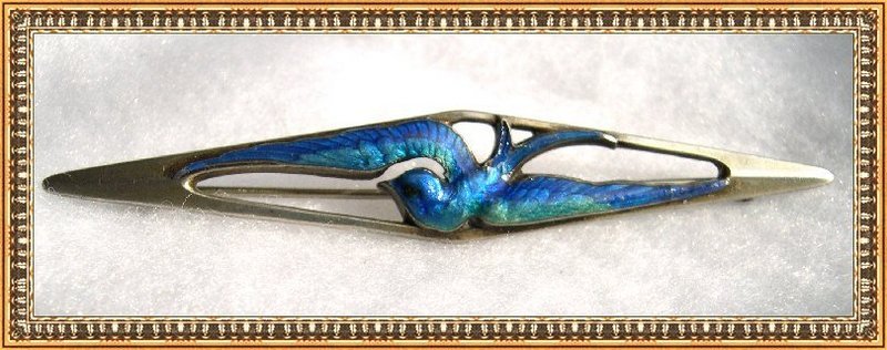Vintage Signed Thomae Sterling Blue Bird Enamel Pin