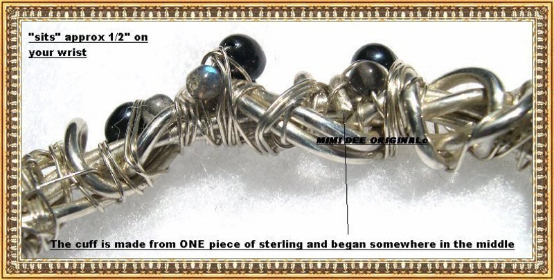 Signed Studio Sterling Silver Bypass Bracelet Cuff Gems