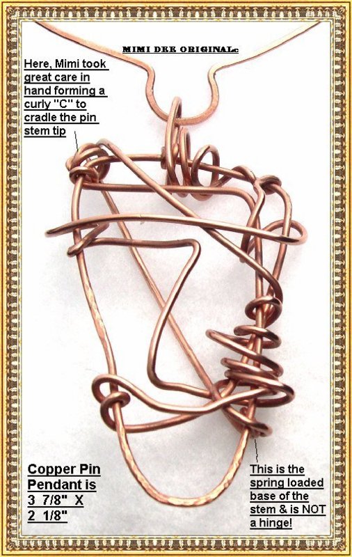 Signed Studio Hammered Copper Necklace Face Sculpture