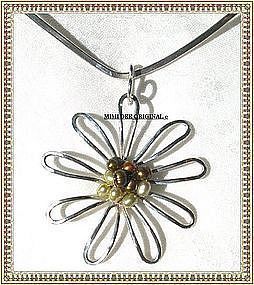 Signed USA Sterling Silver Studio Necklace Flower