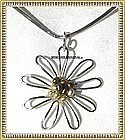 Signed USA Sterling Silver Studio Necklace Flower