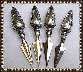 Antique 4 pc Webster Co Sterling Silver Corn Cob Holder Picks