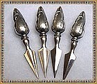 Antique 4 pc Webster Co Sterling Silver Corn Cob Holder Picks