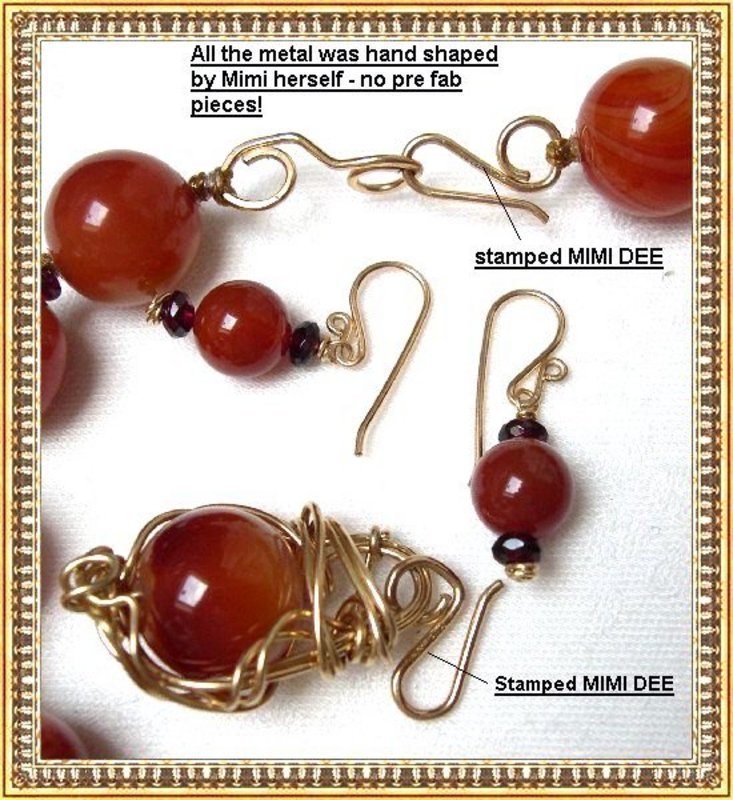 Signed Carnelian Necklace Earring Set / Pendant Extra